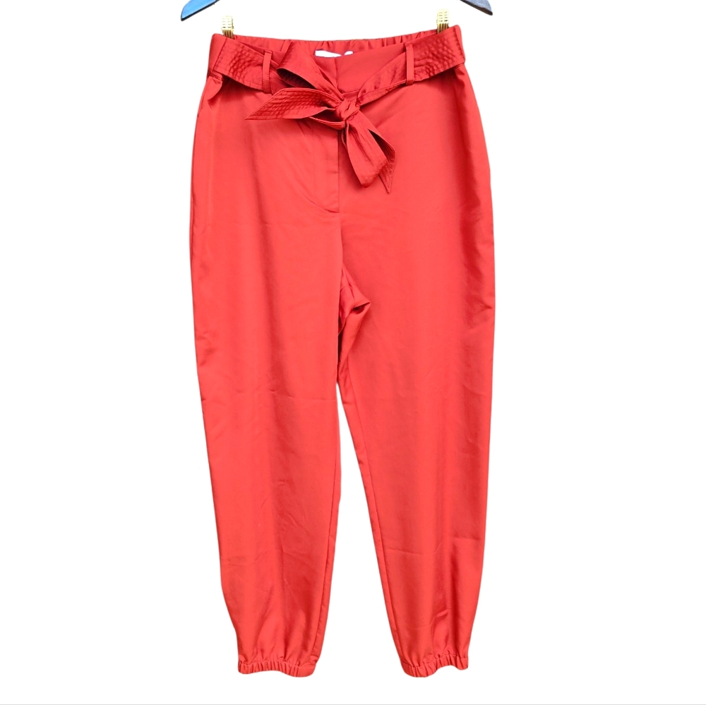 NWT Antonio Melani Size 12 Tie Waist Paperbag Pant Jogger Ankle Rust